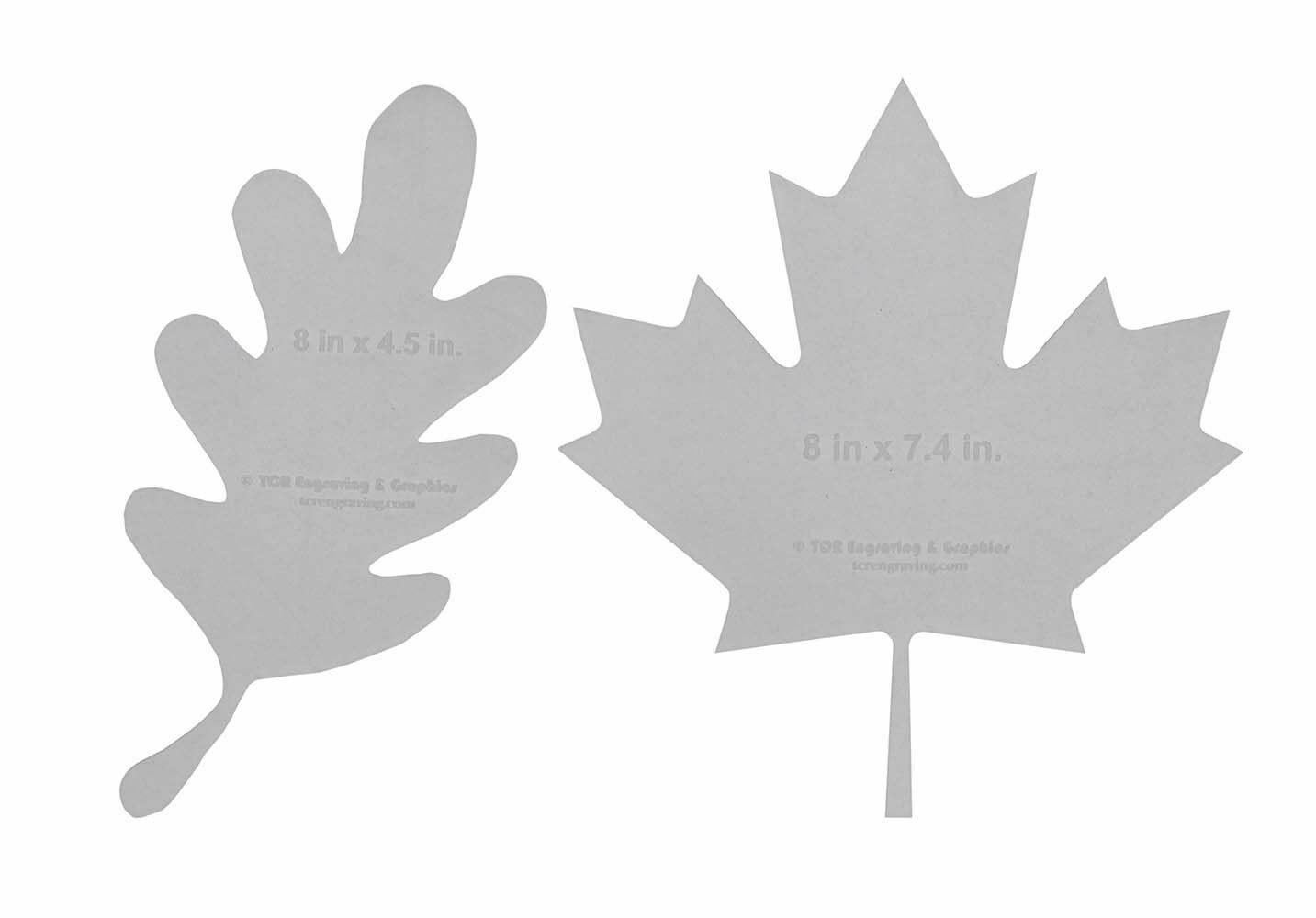 Oak/Maple Leaves 2 pc Set Templates- Clear 1/8" Thick Acrylic-