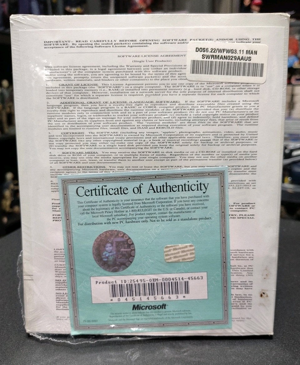 Microsoft MS-DOS & Windows for Workgroups Manual (NEW, factory-sealed) See Pics