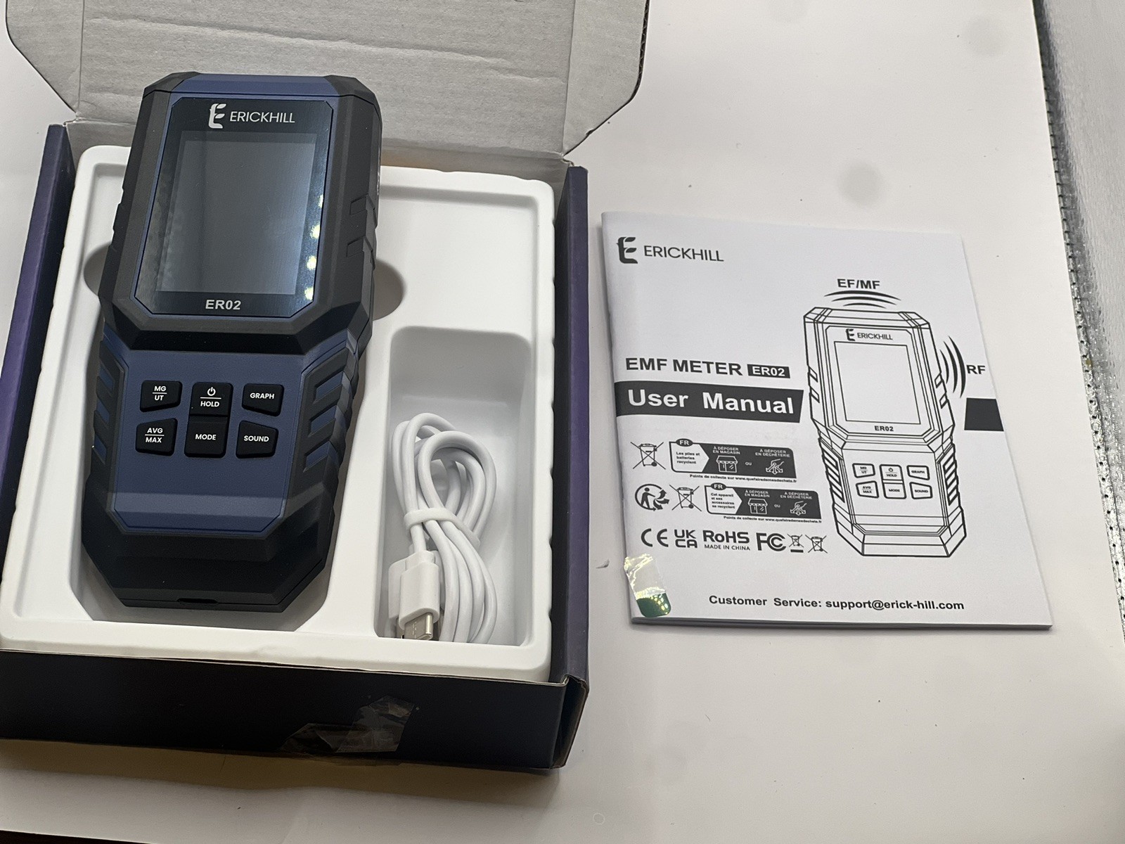 Erickhill ER02 Rechargeable EMF Tester 3 In 1 EF RF EMF Meter