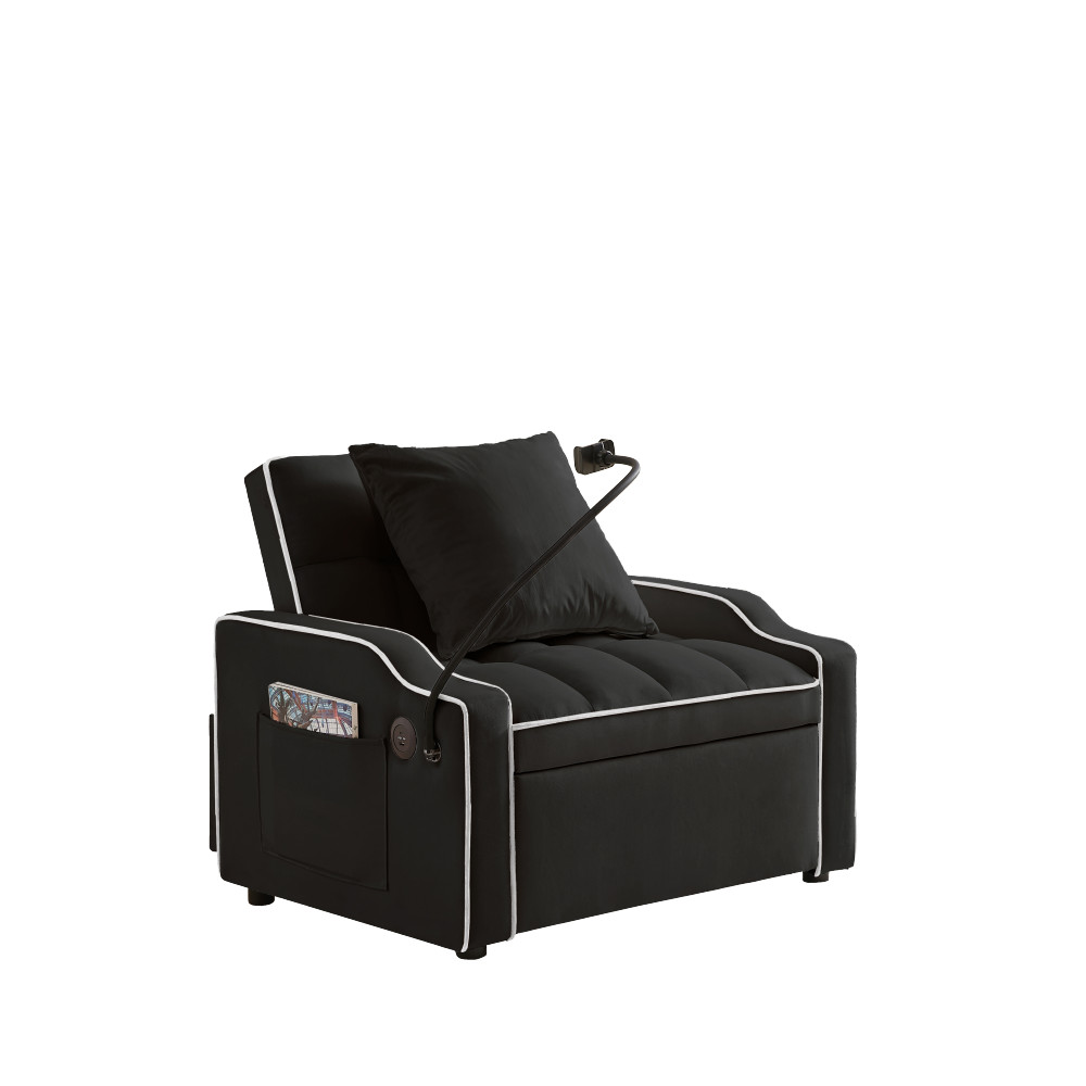 Sleeper Sofa Chair Bed, 3 In 1 Convertible Sofa Chair With Adjustable Backrest