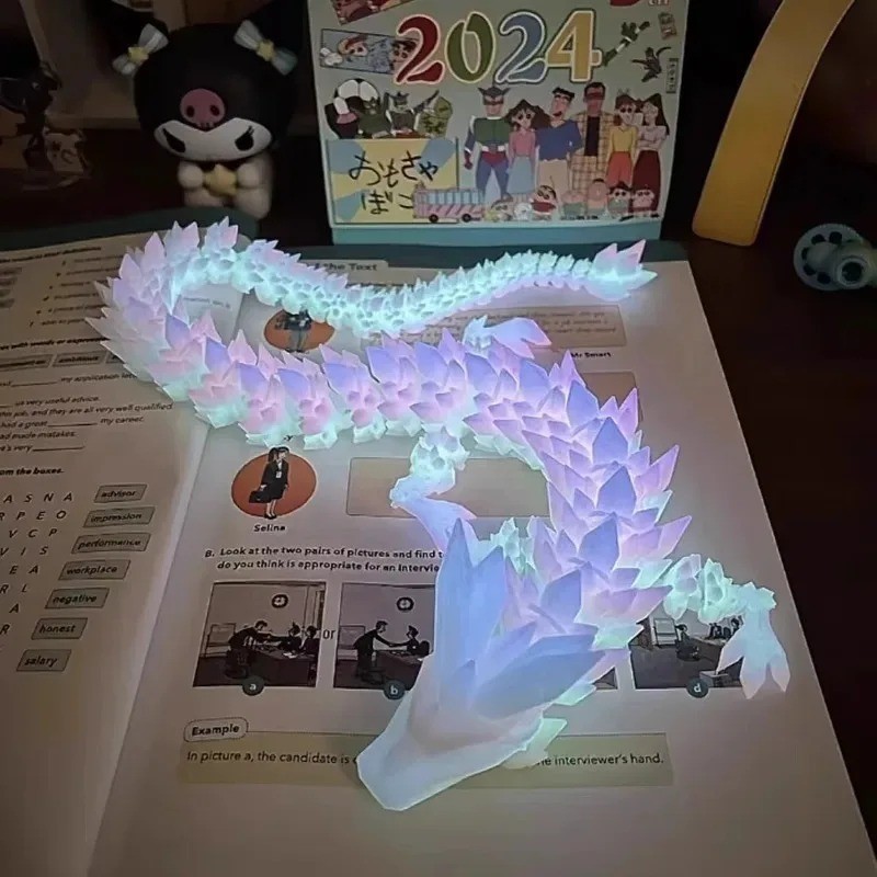 3D Printed Glow in Dark Dragon Articulated Figure Night Light Kids Gift Decor