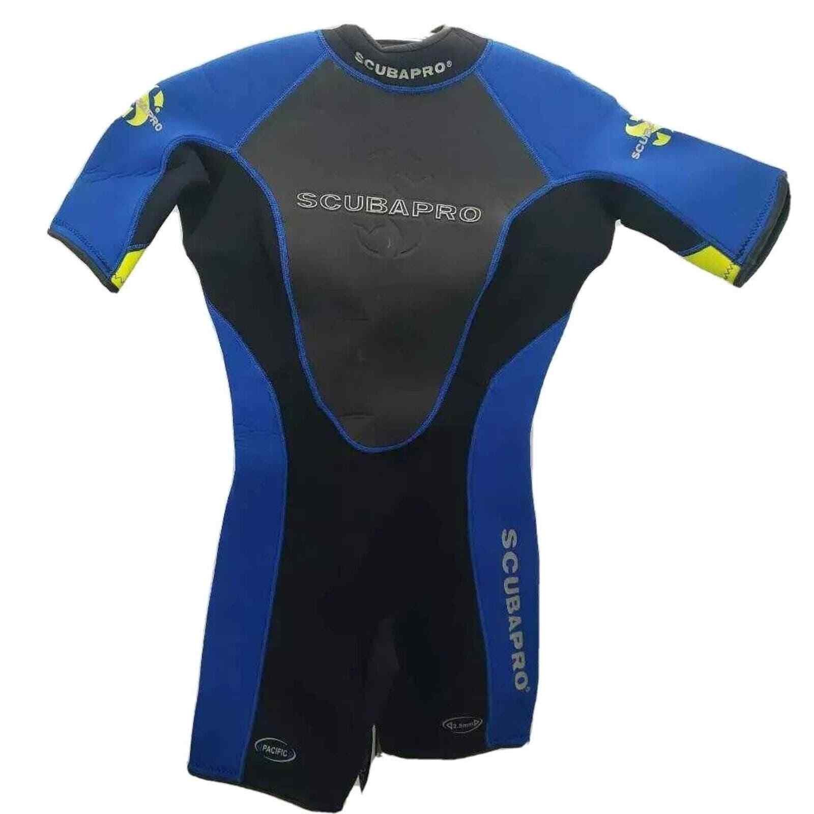 Scuba Pro Adult 2.5MM Shorty Wetsuit Blue Color Block Zipper Short Sleeve Small
