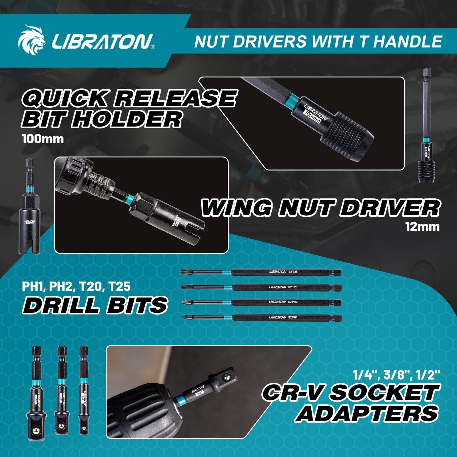 LIBRATON 27PCS Magnetic Nut Driver Set with Ratcheting T Handle, Driver...