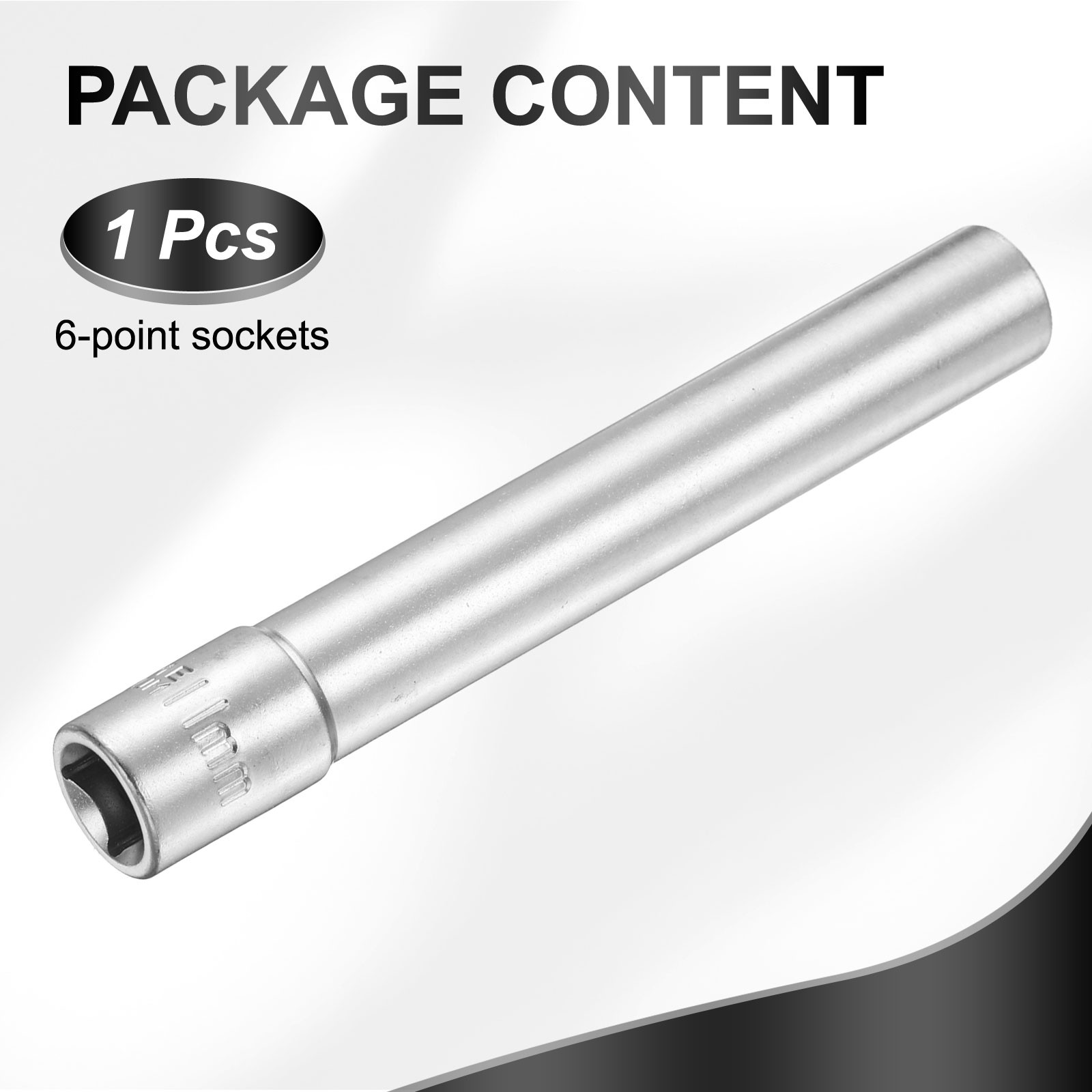 6 Points Deep Socket 3/8" Drive 11mm Nickel Plating Flip Sleeve 4.7" Long