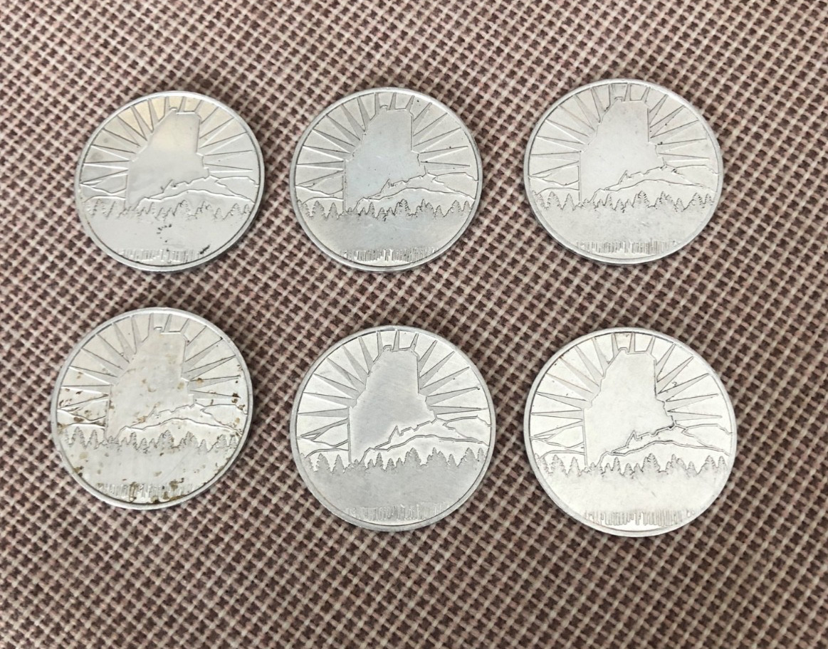 Vintage Lottery Tokens: Maine State Lottery Aluminum Lot of 6