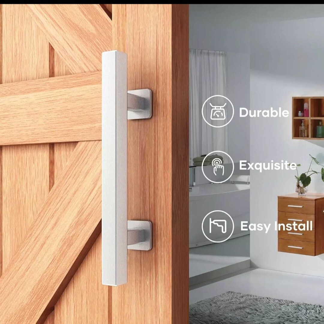 12" Stainless Steel Sliding Barn Door Pull Handle with Flush Hardware Set
