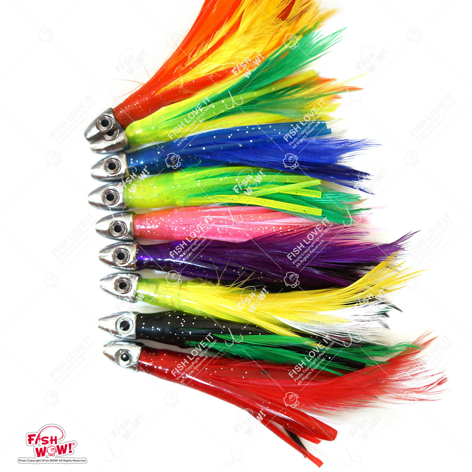 4" mini feather 1/2oz Bullet chrome Head Trolling tuna Feather squid skirt New