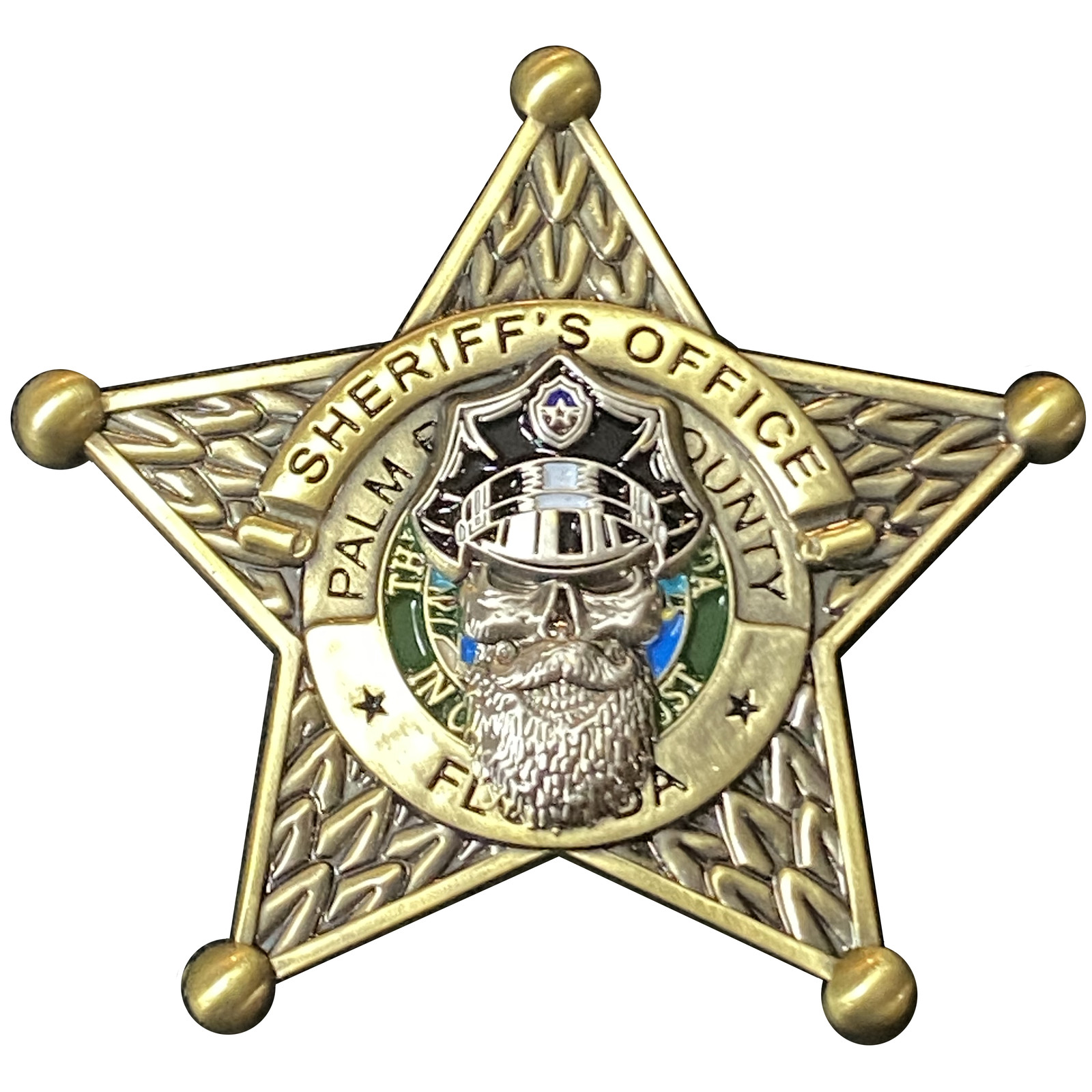 K-015 Palm Beach County Florida Deputy Sheriff Thin Blue Line Beard Gang Skull C