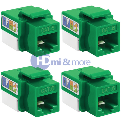 Cat6 Punch Down Keystone Jack RJ45 CAT6 Green - LOT of 4