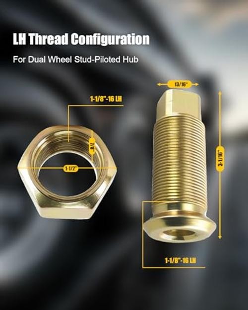 Wheel Outer Inner Cap Nut Set Fit for Stud Piloted Wheel Cap Nut Inner +Outer