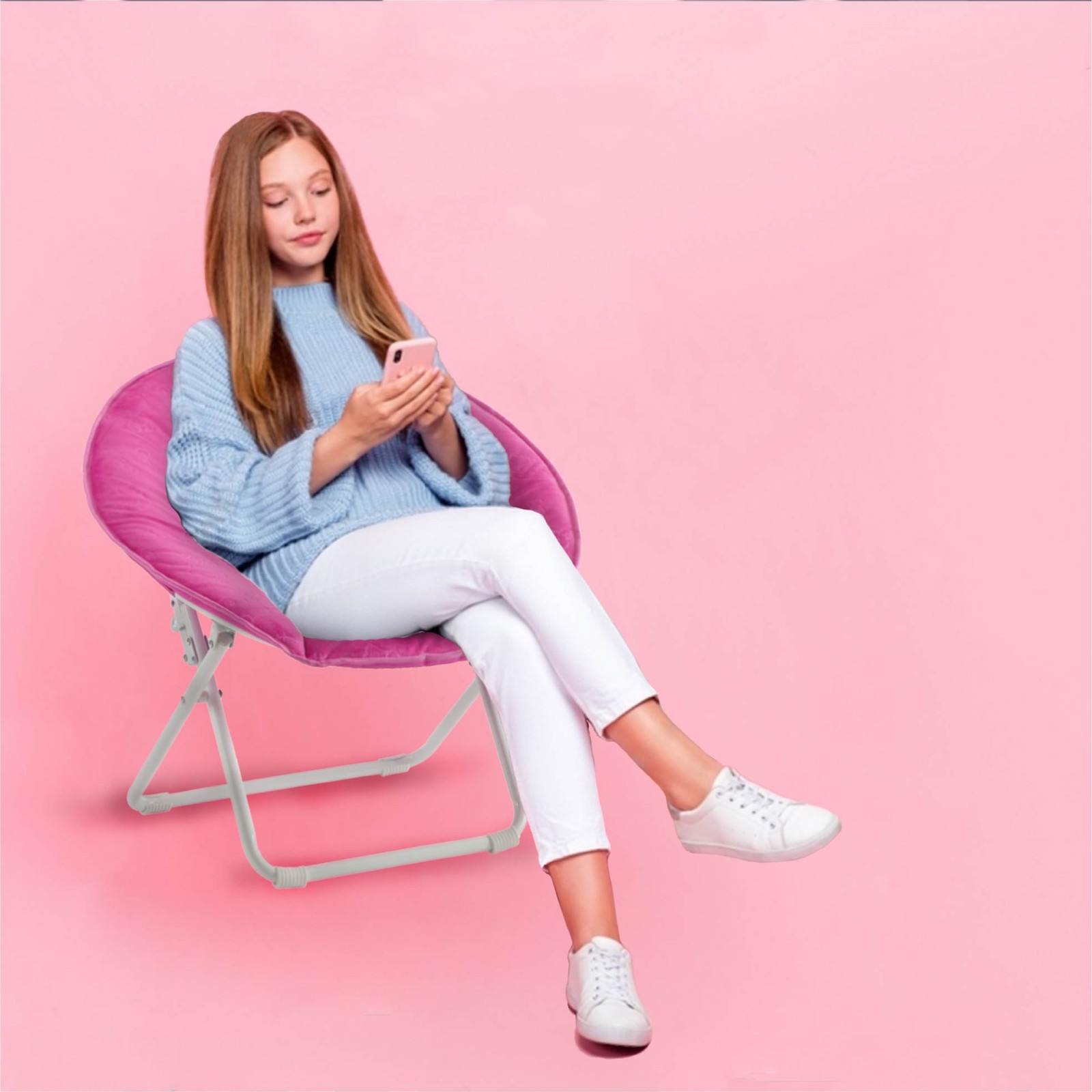 23" Kids' License Embossed Saucer Chair Hot Pink