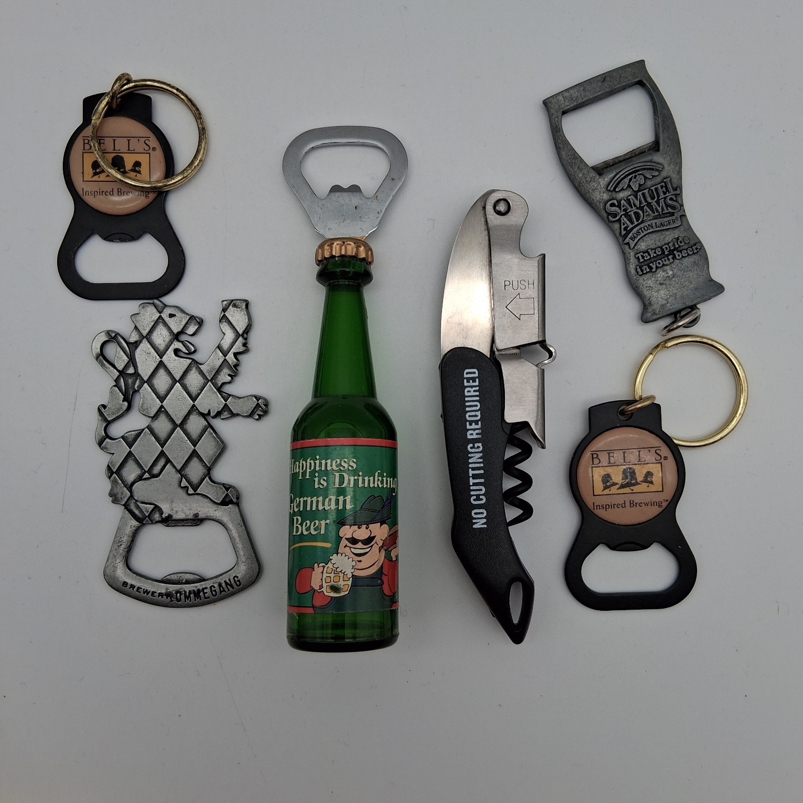 Lot of 6 Assorted Beer Wine Bottle Openers Key Chains Brewery