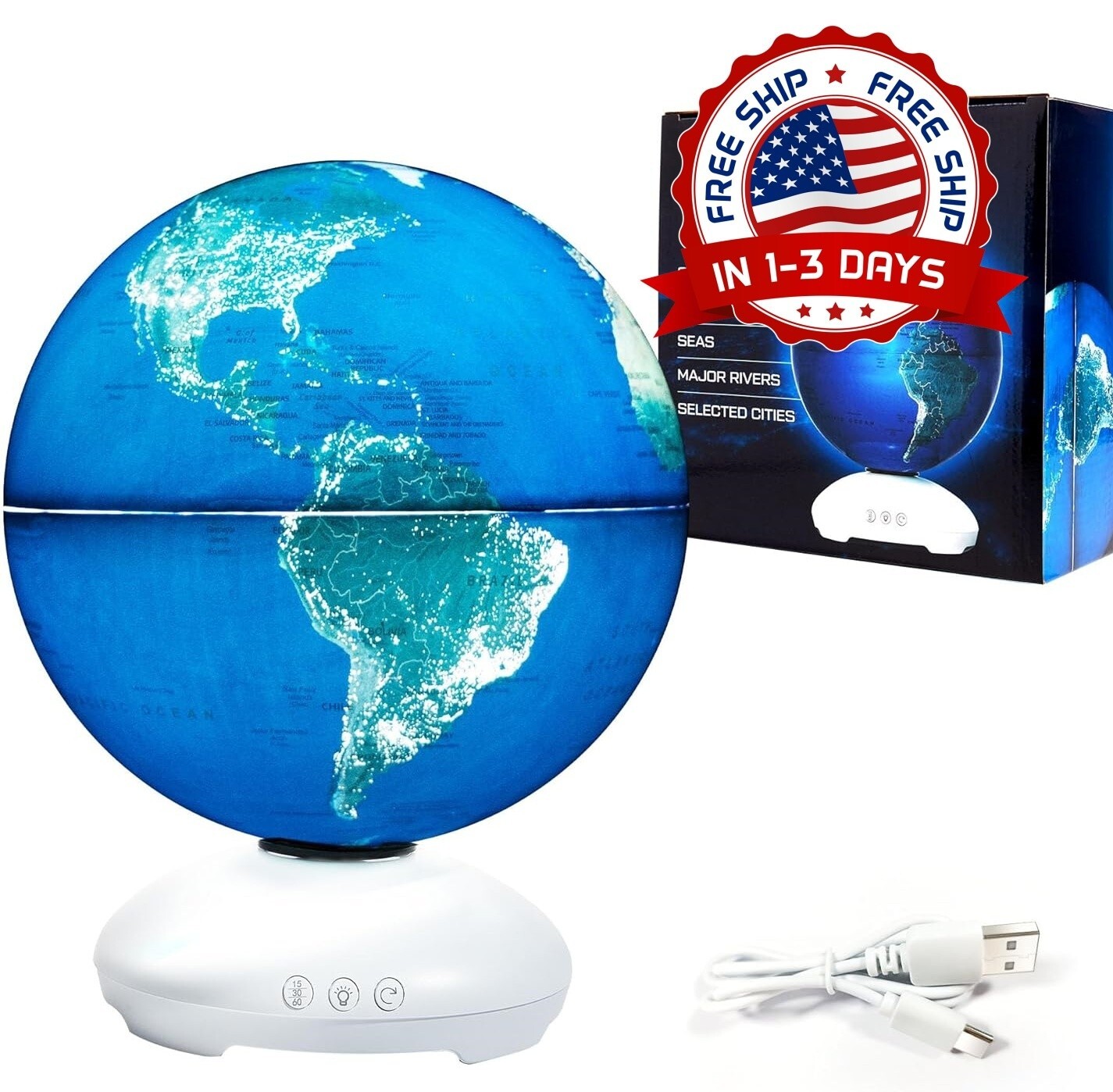 Globo Terraqueo Decorativo De 7.9" Hecho De Plastic Y Madera Con Acabado En NEW