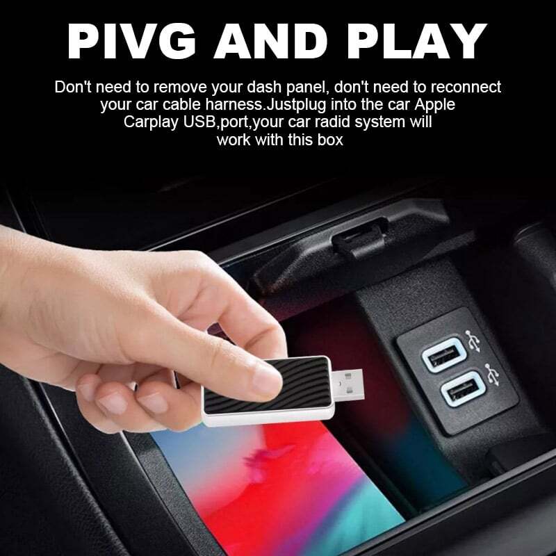 Mini Wireless CarPlay Adapter Bluetooth USB Dongle Plug & Play For Apple iPhone