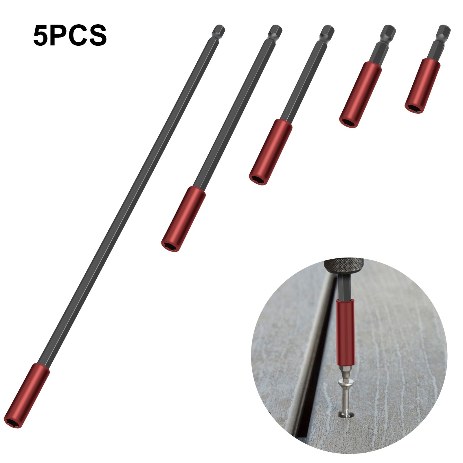 5PC Magnetic Screwdriver Extension Drill Bit 1/4" Hex Shank Holder Quick Release