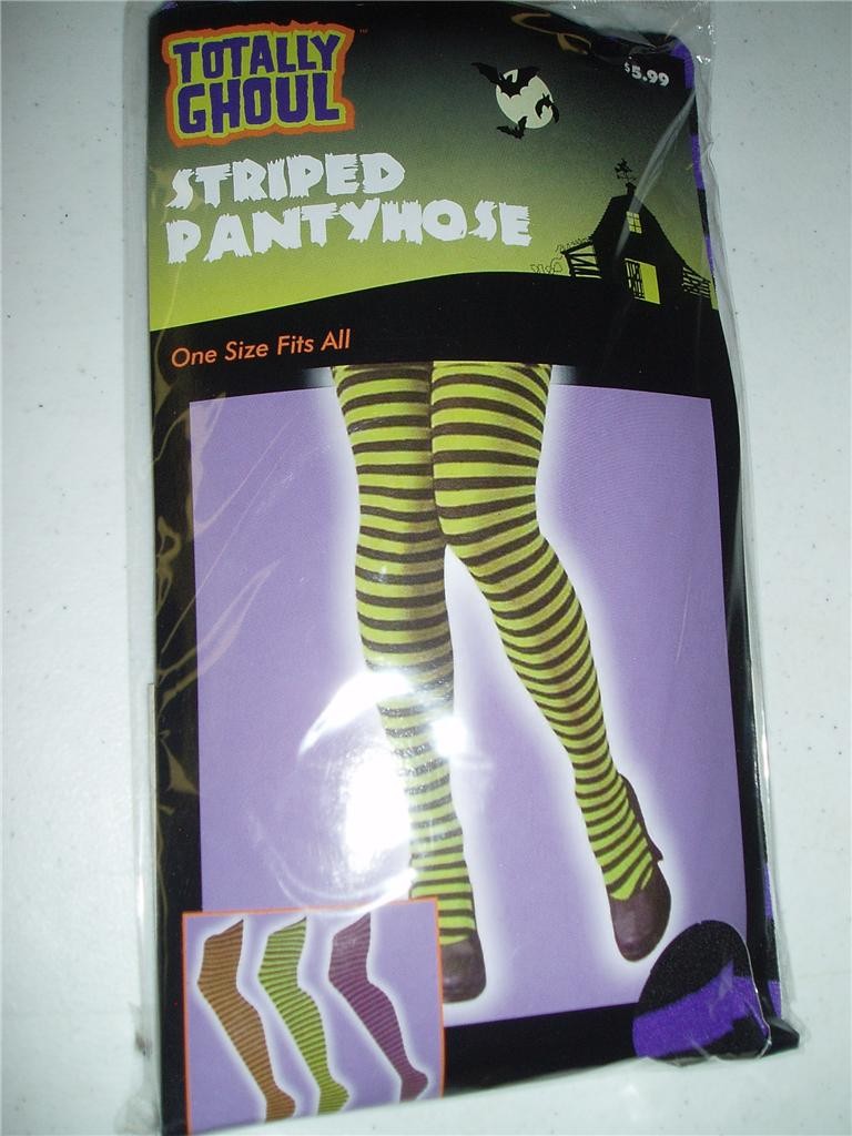 Totally Ghoul HALLOWEEN Black/PurpleTights Stocking OSFM New