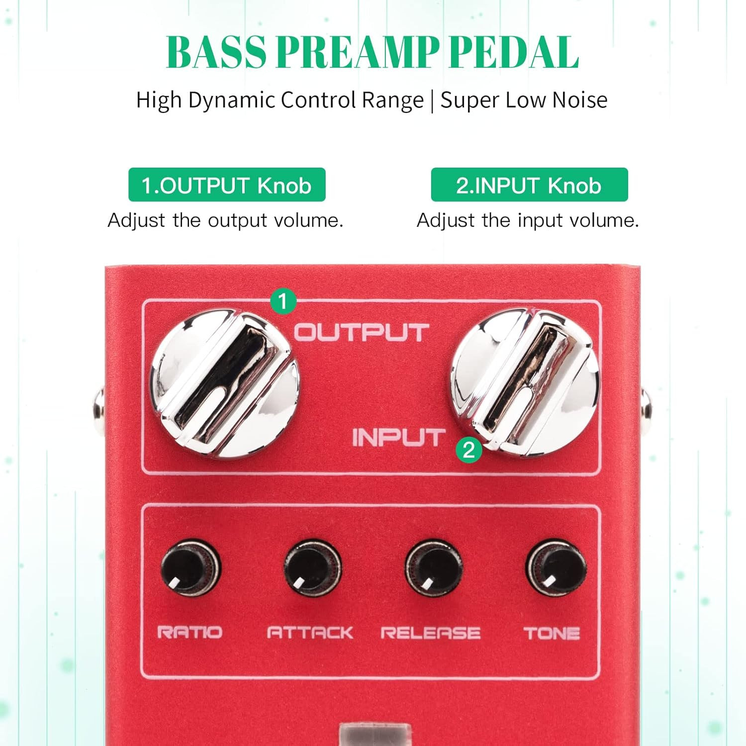 Bass Guitar Pedals Compressor Effect Pedal with Precise Compression Knobs Low No
