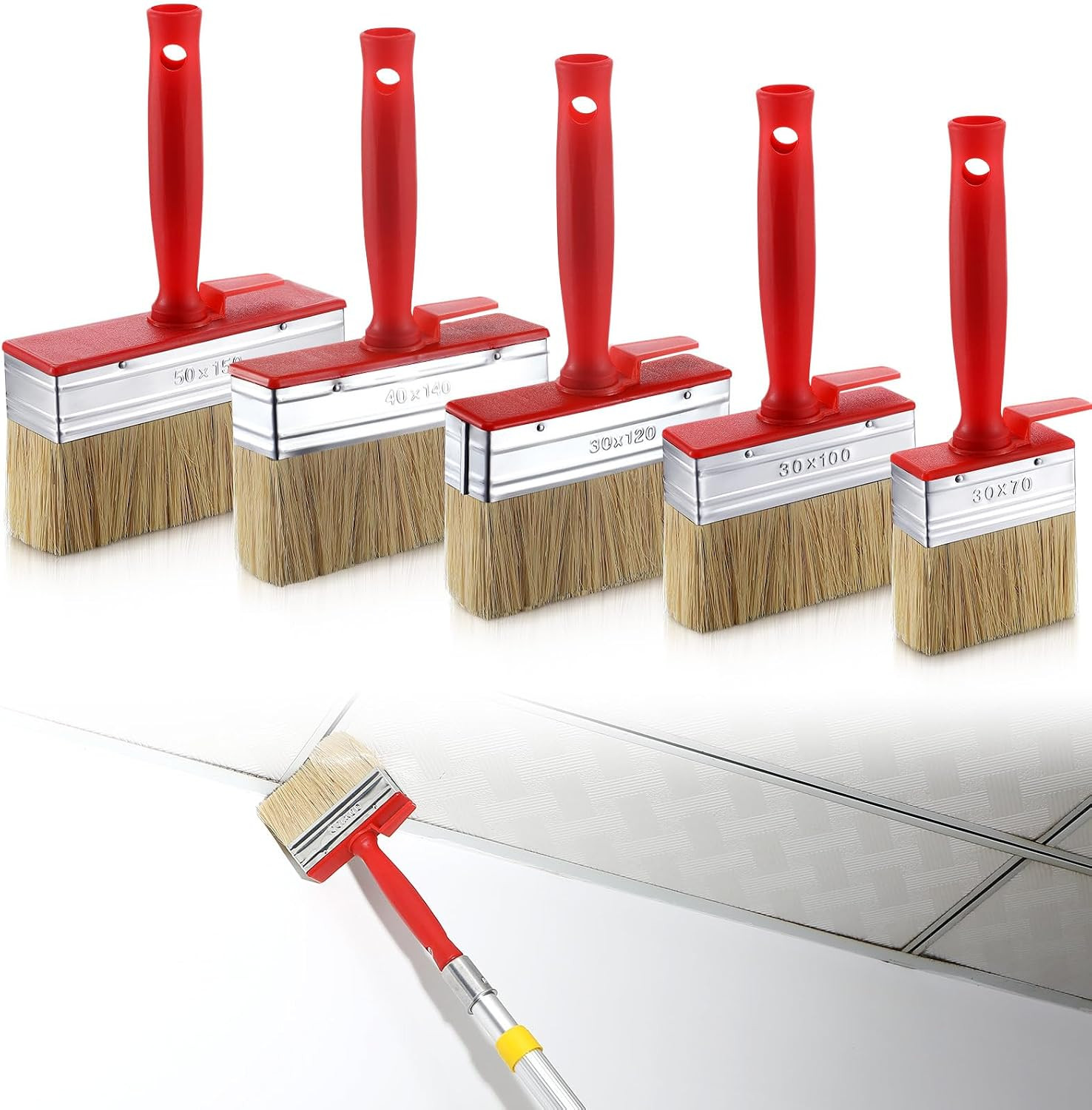 5 Pcs Deck Stain and Sealer Block Paint Brushes for Wood Heavy Duty Brush Paint