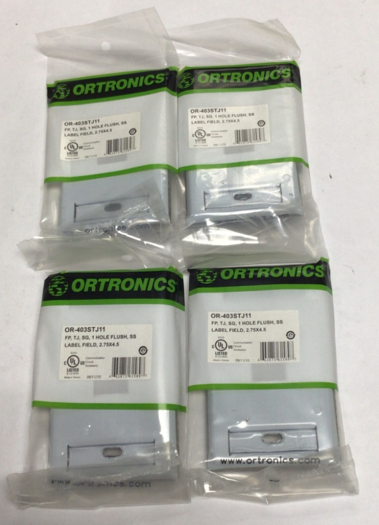 ORTRONICS OR-403STJ11 1 Port Face Plate Stainless Steel lot of 4