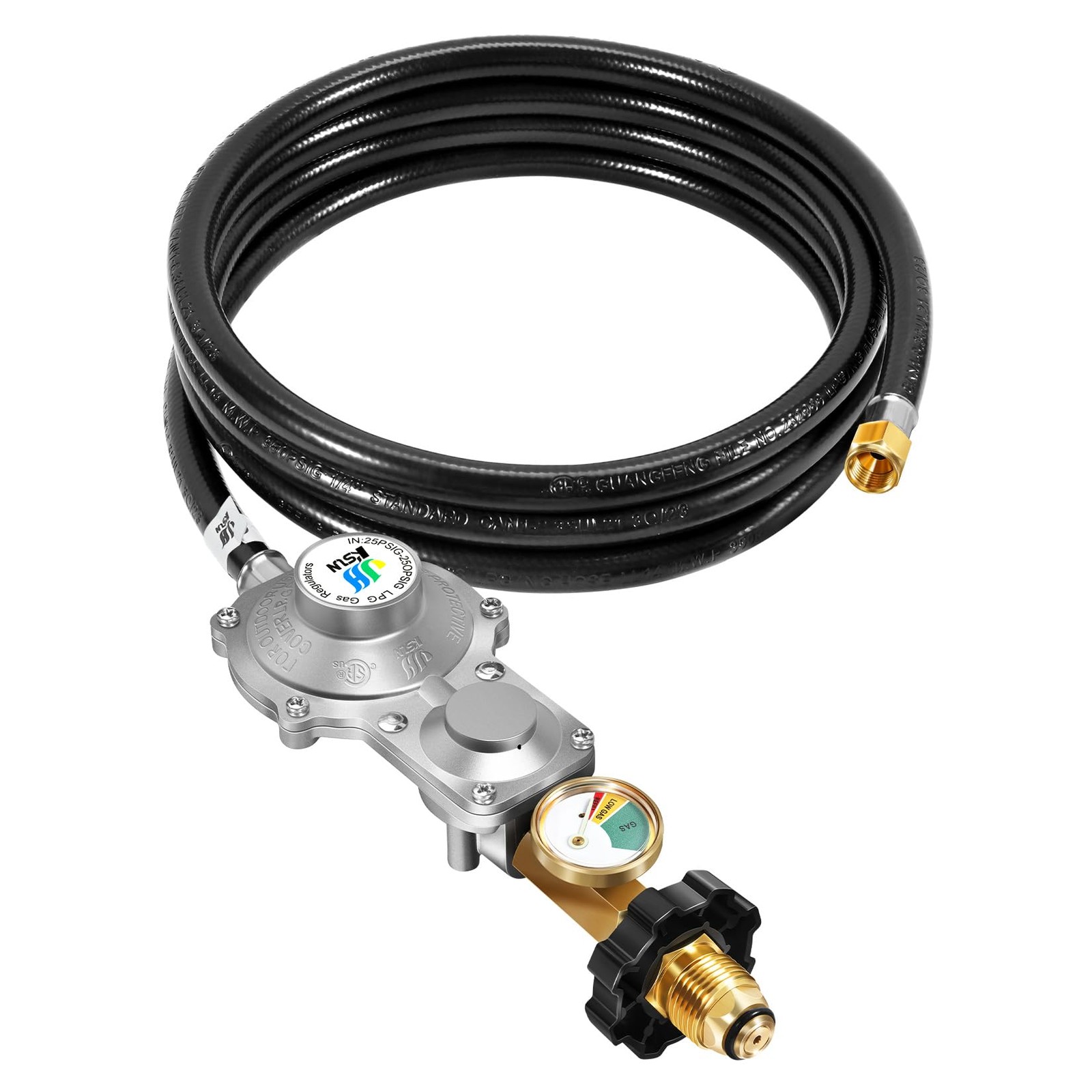 GasSaf 10FT 2 Stage Propane Regulator with Hose Upgrade POL 10 Feet, Black