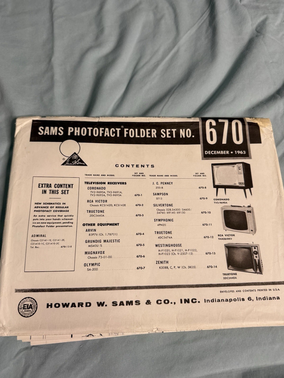 SAMS Photofact Set 670 Dec 1963 COMPLETE Folders 1-14 TV Manuals
