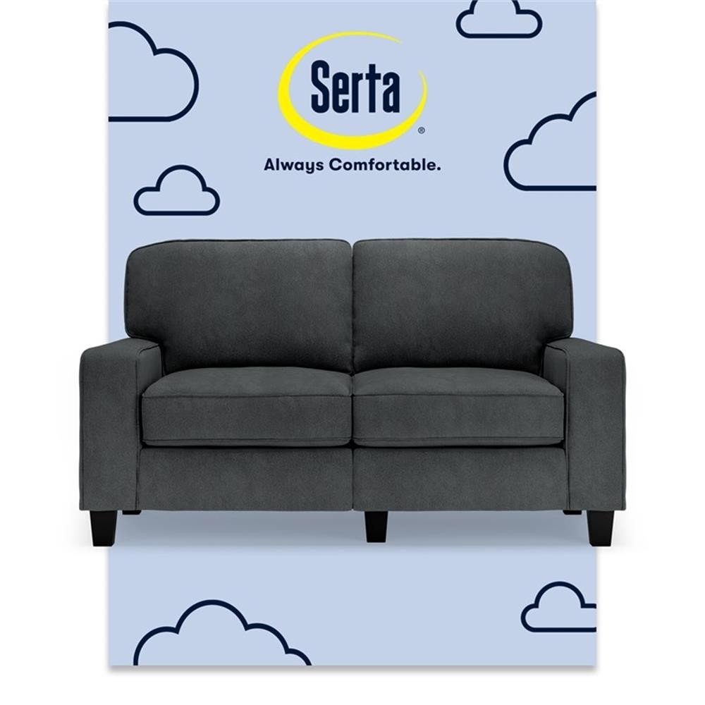 Serta Palisades 61" Track Arm Sofa Loveseat with Removable Covers Charcoal