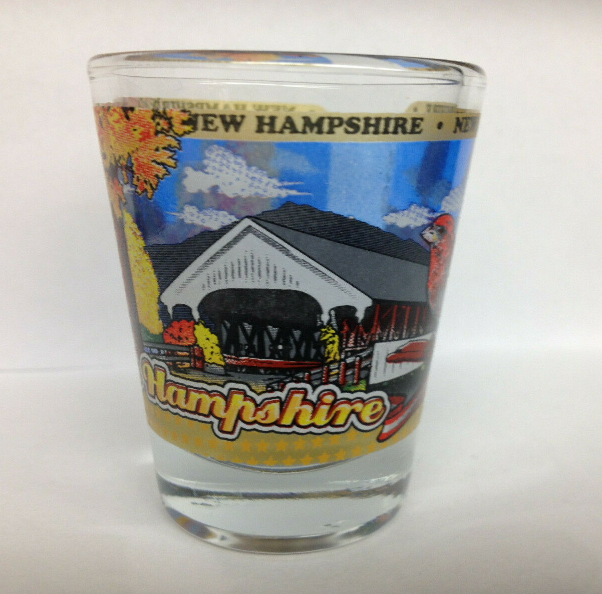 NEW HAMPSHIRE STATE WRAPAROUND SHOT GLASS SHOTGLASS NEW