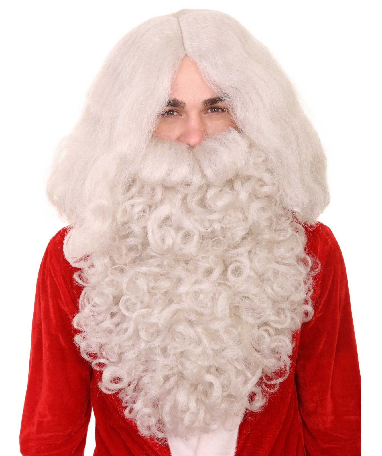 Adult Men Curly Wig & Beard Set for Cosplay Santa Claus Christmas Party HX-019A