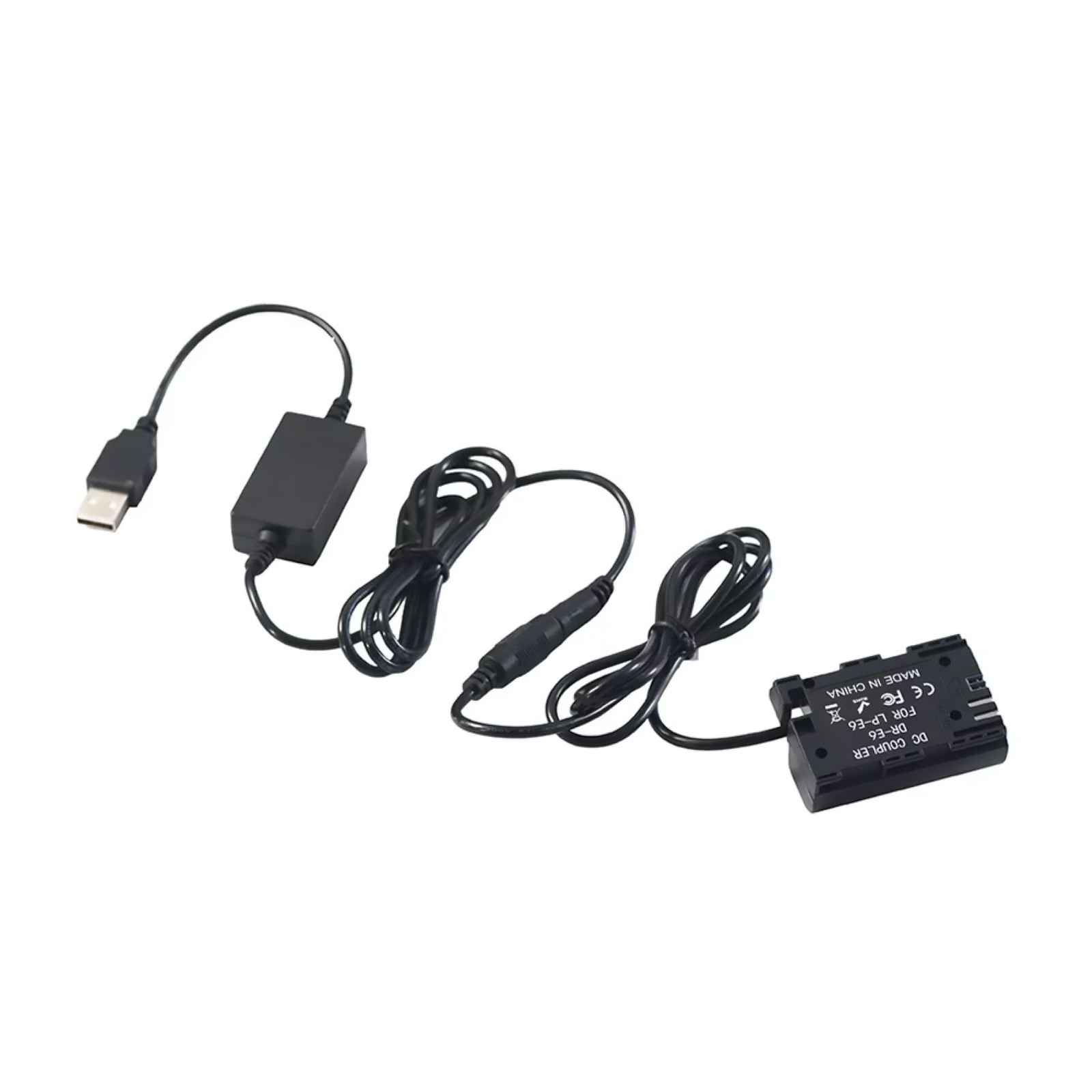 1* For Canon 90D 7D2 5D4 DR-E6 DC Coupler LP-E6 Dummy Battery+USB Power Cable
