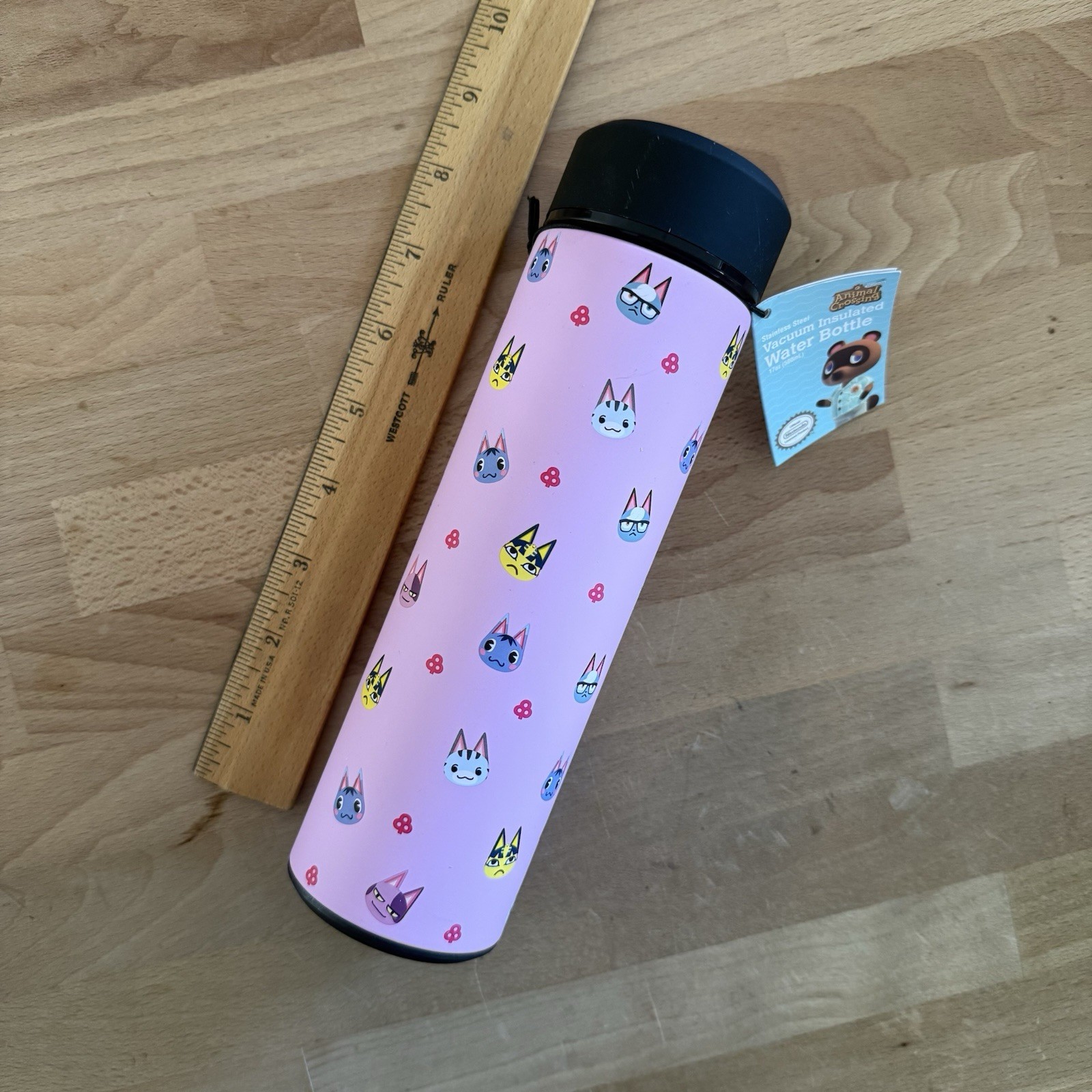 Nintendo Animal Crossing Pink Stainless Steel Insulated Water Bottle 17 oz New