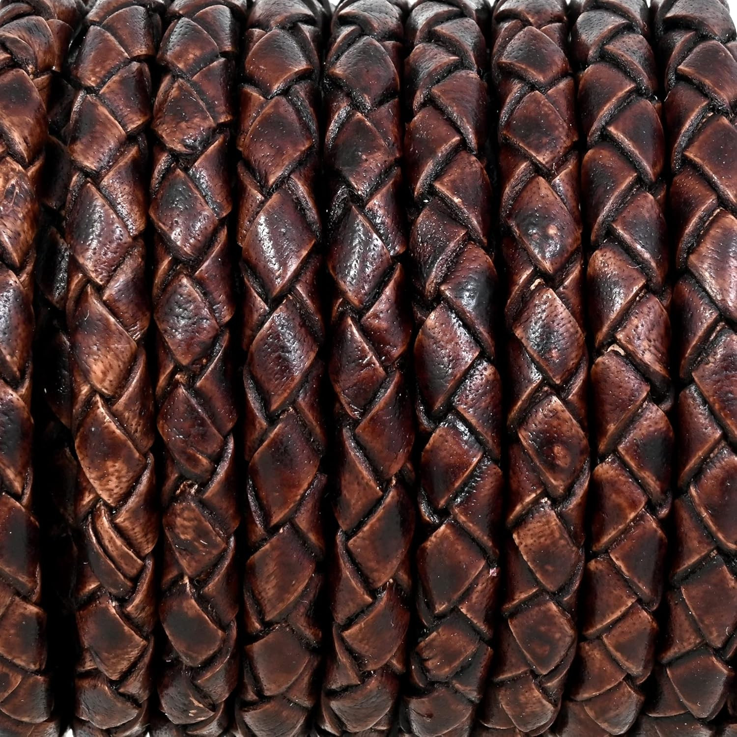 GENIQUE Real/Genuine round Braided Leather Cord String Rope Folded, Leather Rope