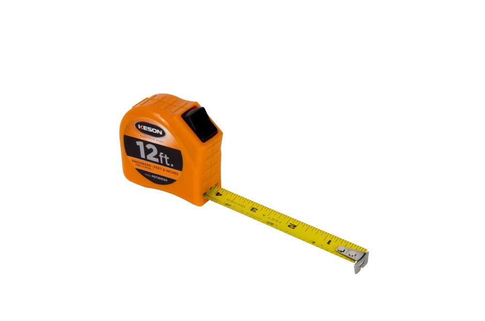 Keson PGT181012V Short Tape Measure with Nylon Coated Steel Blade and Toggle