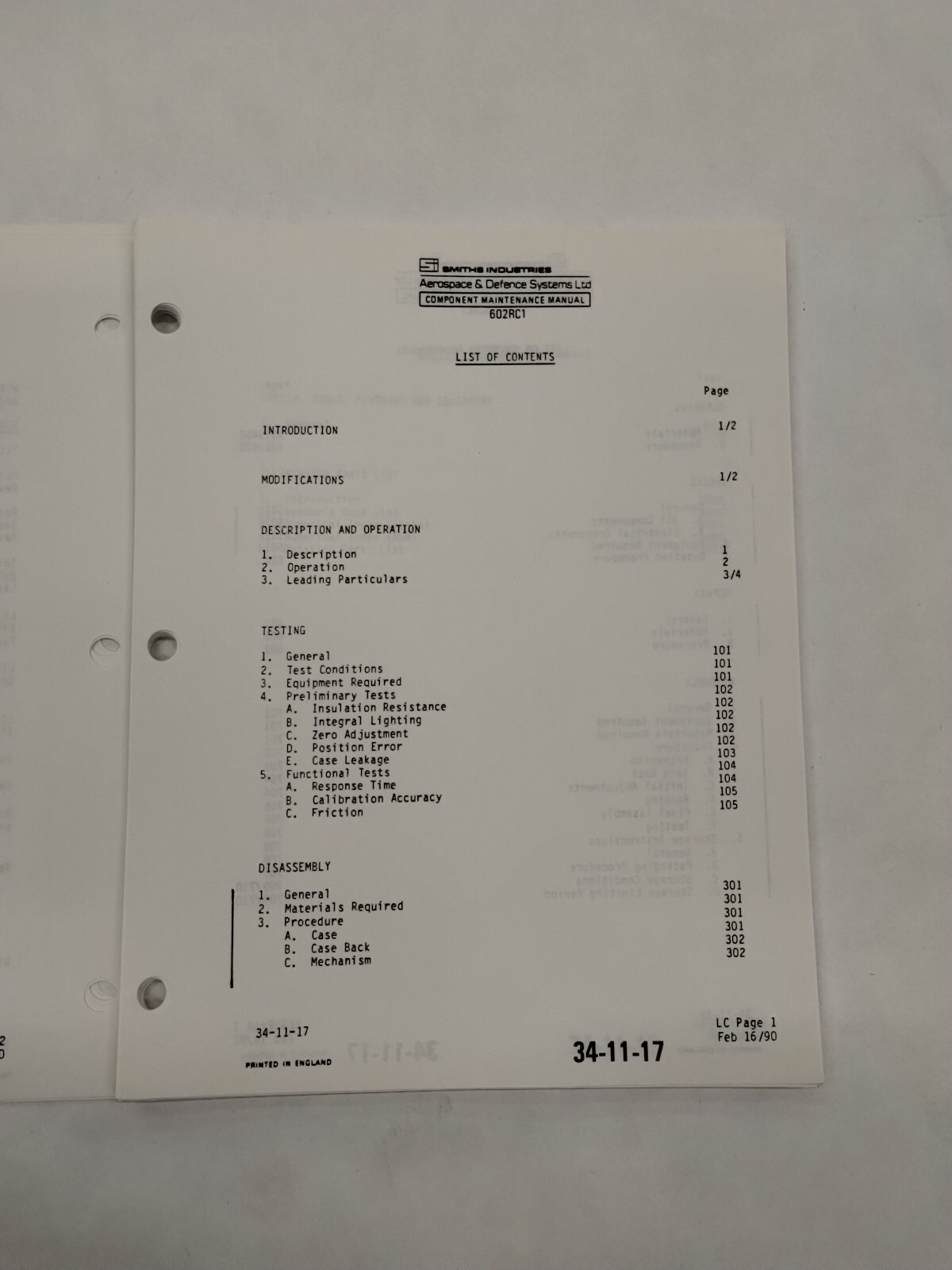 Smiths Industries Vertical Speed Indicator Component Maintenance Illust. Parts