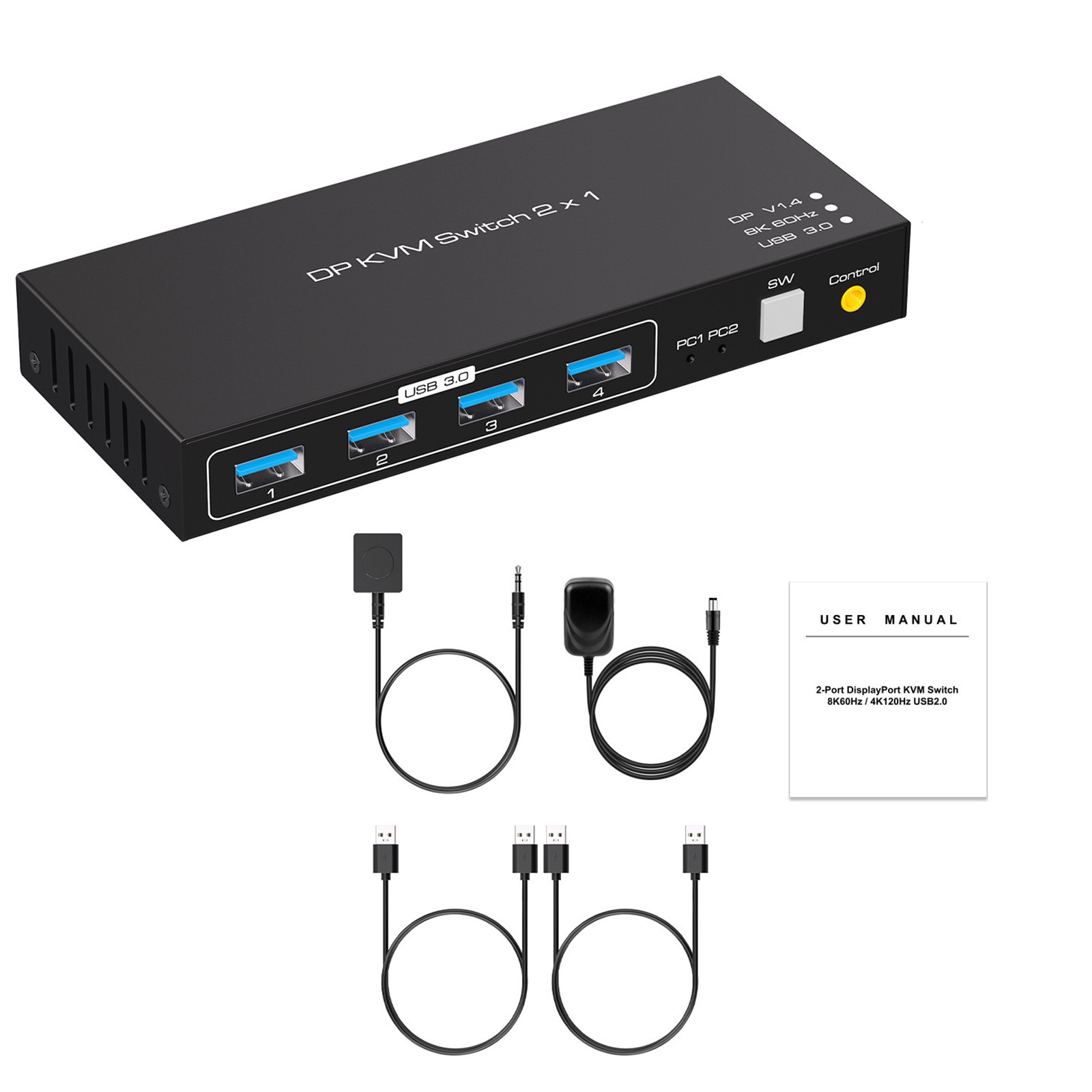 2x1 DP KVM USB Switch Dual Port Display Port KVM Switcher Durable Replacement