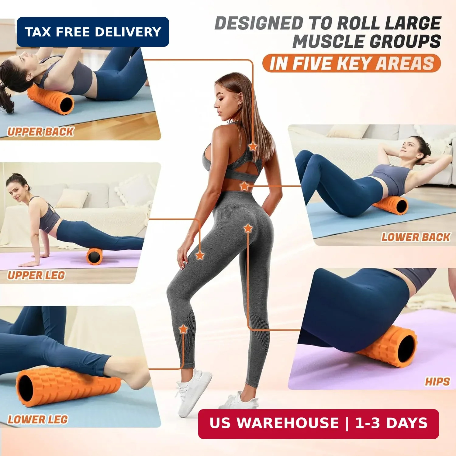 Foam Roller for Deep Tissue Massager, 18" Trigger Point Foam Roller, Patented Ex