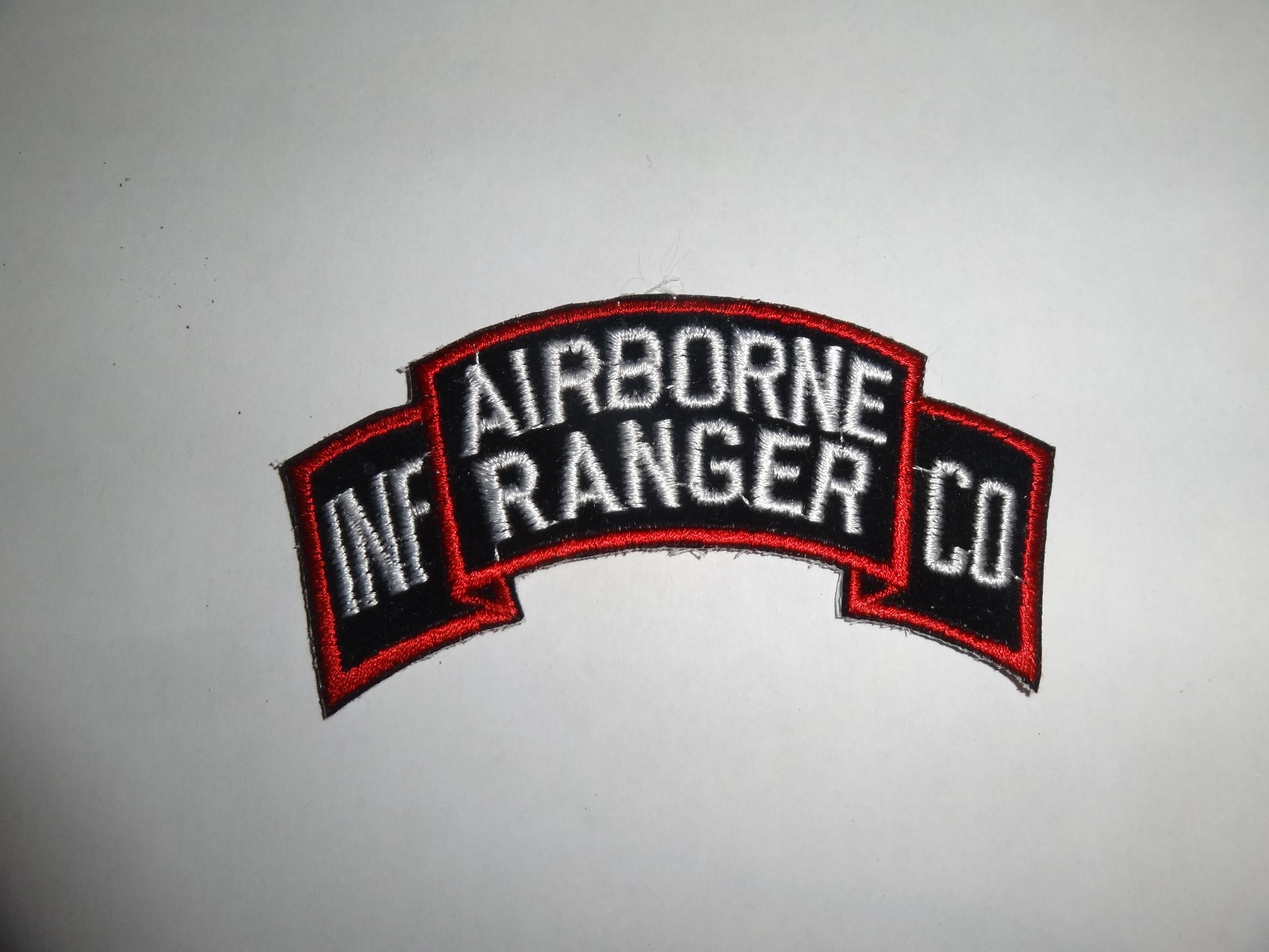 MILITARY PATCH SEW ON SCROLL TAB AIRBORNE RANGER INFANTRY COMPANY APPROX 4 INCH