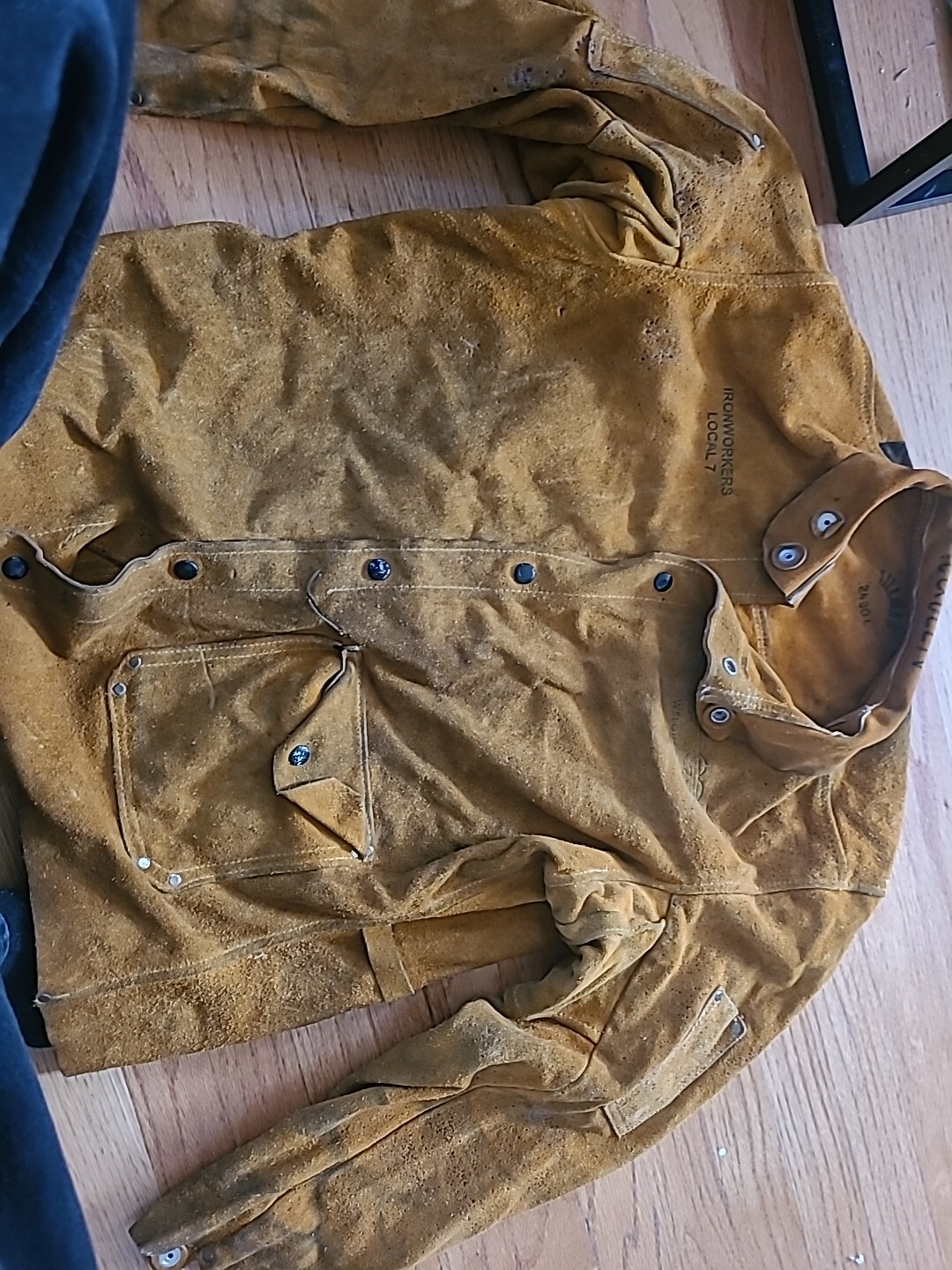 Vintage  cowhide suede leather heavy welding jacket XL