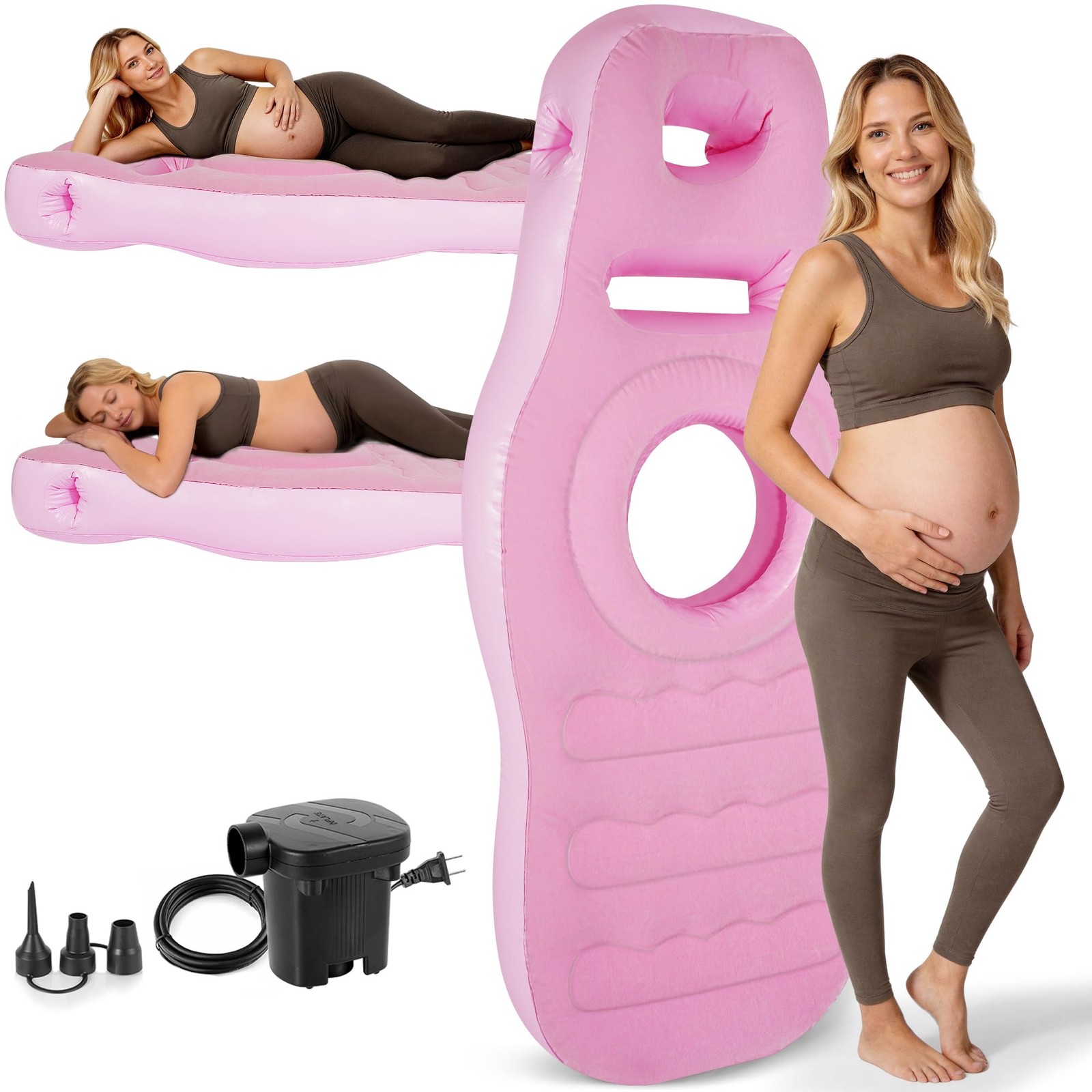 Inflatable Pregnancy Pillow with Belly & Head Hole, Prone Pregnancy Pillow fo...