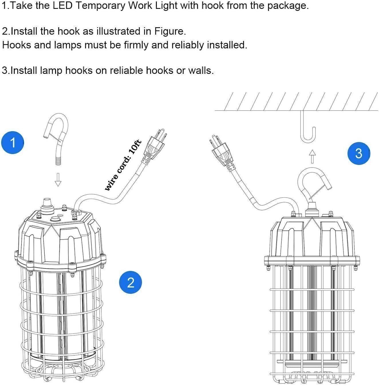 100W LED Temporary Work Lights Construction Lighting High Bay Workshop Jobsite