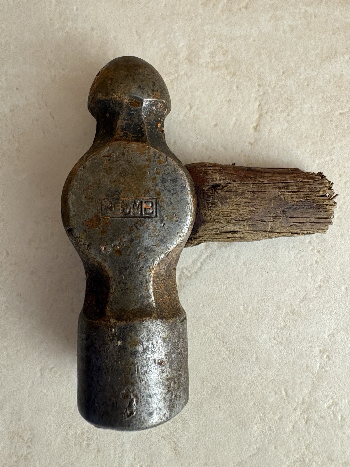 Vintage Plumb Ball Peen Hammer Head Forged Steel Machinist Tool Restorable USA