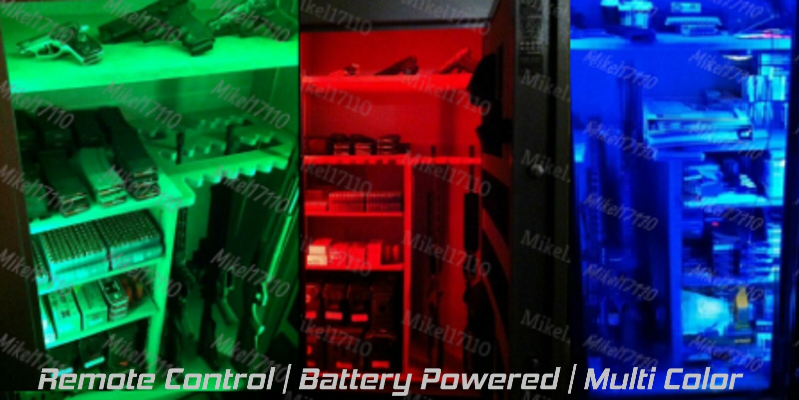 LED Wireless Battery Power Gun Safe Vault LED Light 7 Color Remote  Steamer Lite