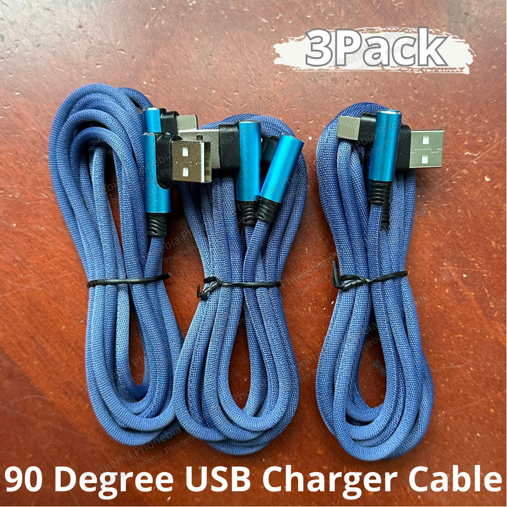 3Pack 10FT 90 Degree Right Angle USB Charger Cable Cord For iPhone 14 13 12 11 8