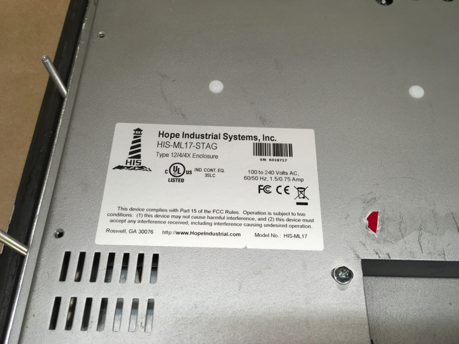 Hope Industrial Systems HIS-ML17-STAG Panel Mount Monitor and Touch Screen (KB)