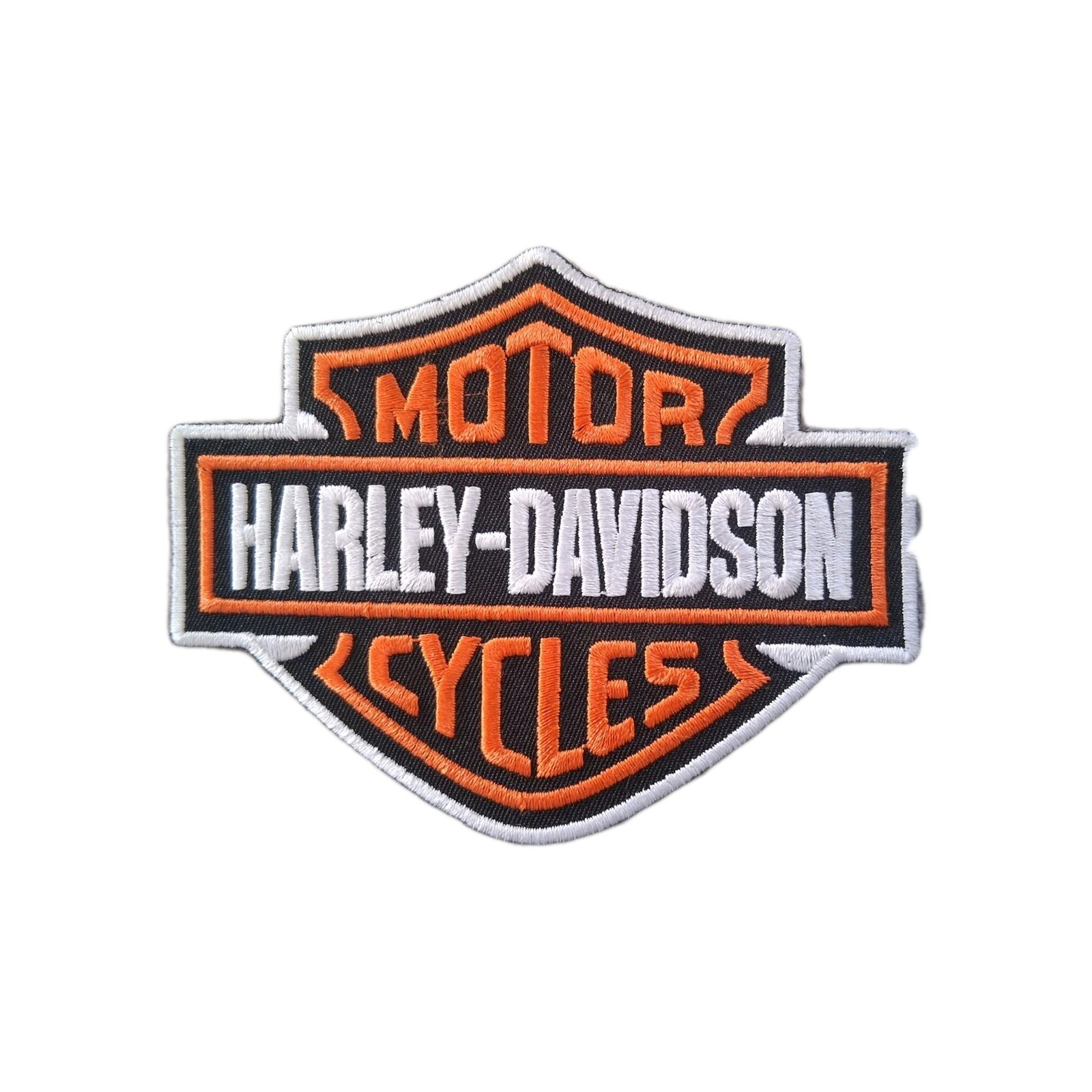 Harley Davidson Classic Black - Orange Patch BAR & SHIELD - NEW. 4.5”x 5.5”