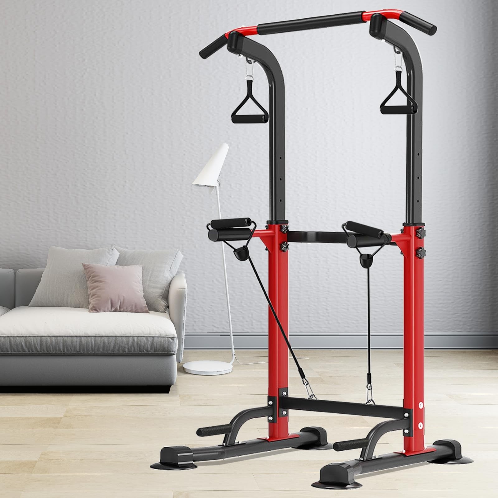 Power Tower Pull Up Bar,Pull-Up Rack Dip Station,Height Adjustable Multi-func...