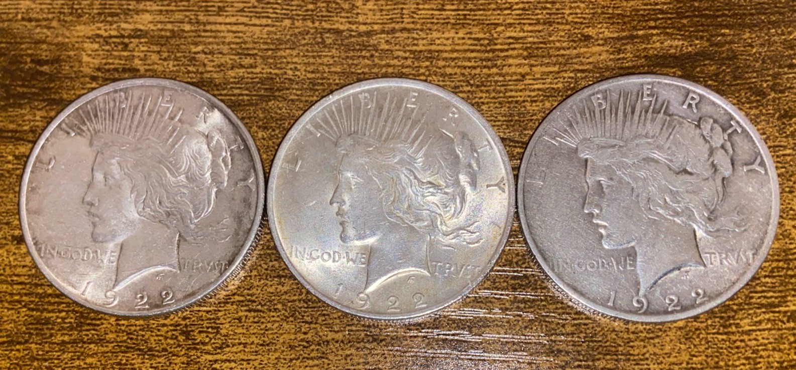 1922 $1 Peace Dollar Set of Three