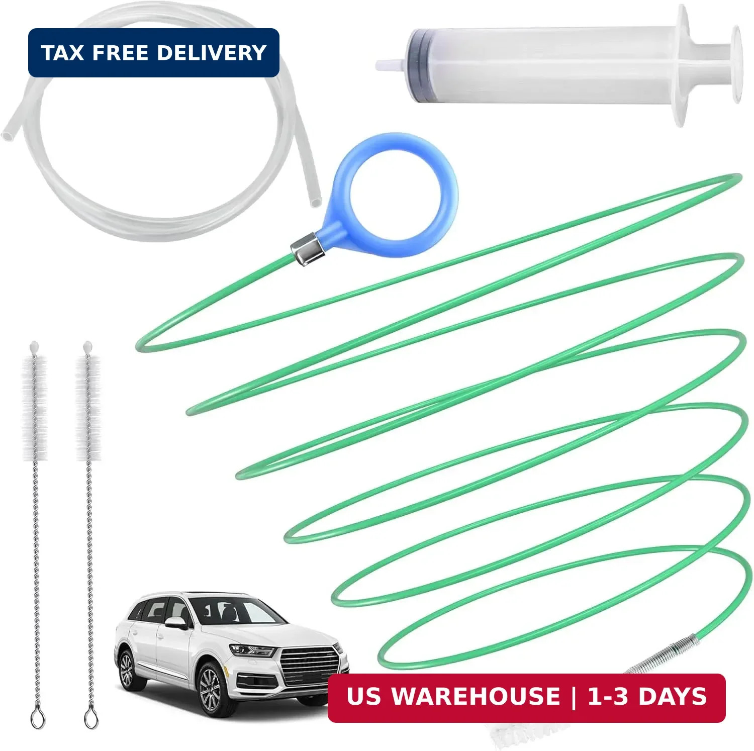 Auto Sunroof Drain Cleaning Tool, 120 Inch Flexible Tube Cleaning Brush with Pip