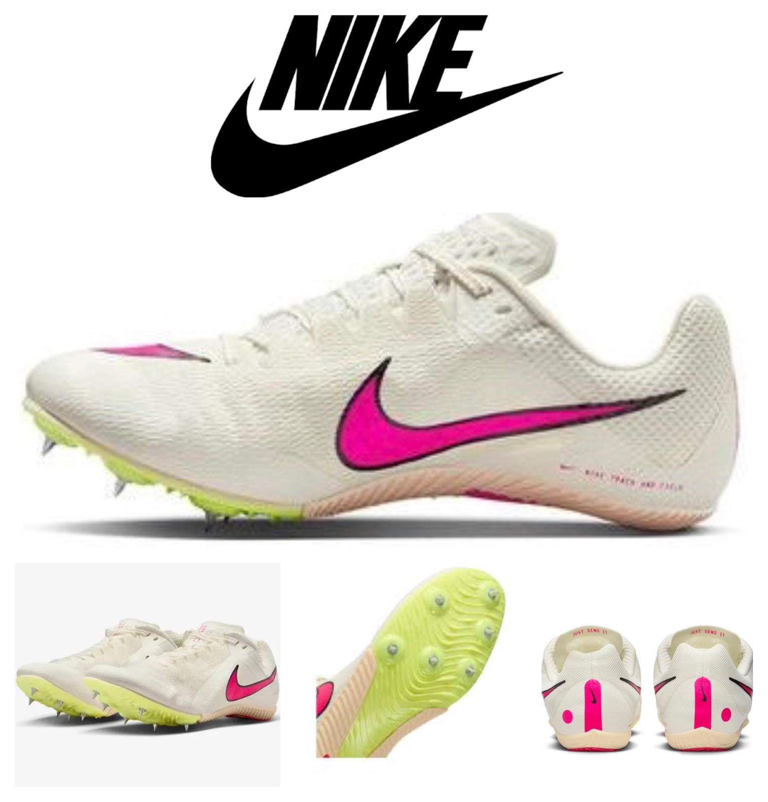 NIKE ZOOM Rival Multi Events Spikes Track & Field Shoes Mens Size 12.5 White NEW