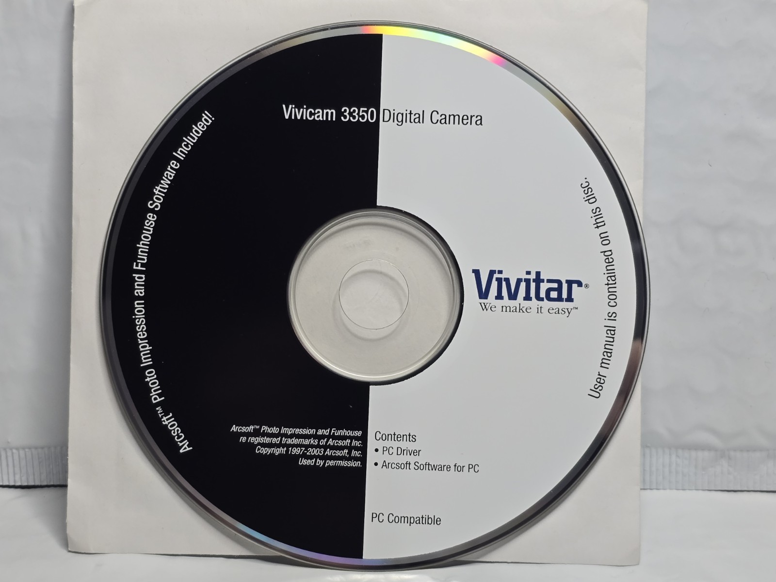 Vivitar ViviCam 3350 Digital Camera PC Driver Ulead Computer Software CD Disc