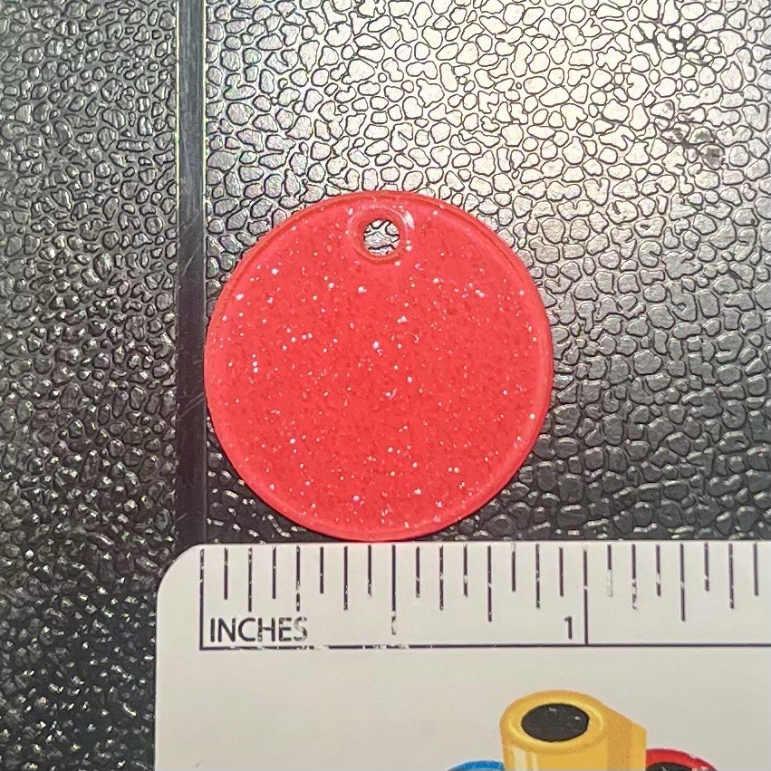 Acrylic Blanks - 15/16” Round Pink Glitter 1 Hole  Set Of 10 - Craft Chameleon